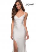 Picture of: Form Fitting Jersey Prom Dress with Draped Neckline in White, Style: 28518, Detail Picture 11