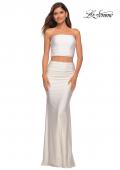Picture of: Tube Top Two Piece Long Jersey Prom Dress in White, Style: 28703, Detail Picture 11