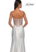 Picture of: Rhinestone Corset Prom Dress with Stretch Satin Skirt in White, Style: 32691, Detail Picture 11