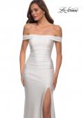 Picture of: Off the Shoulder Prom Dress with Tie Back and Slit in White, Style: 28506, Detail Picture 12