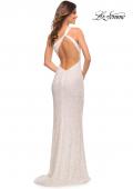 Picture of: One Shoulder Luxurious Soft Sequin Dress with Slit in White, Style: 30562, Detail Picture 12