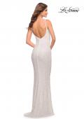 Picture of: Lovely Long Soft Sequin Dress with Scoop Neck in White, Style: 30707, Detail Picture 12