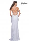 Picture of: Gorgeous Rhinestone Bodice with Ruched Jersey Skirt Prom Dress in White, Style: 31989, Detail Picture 12