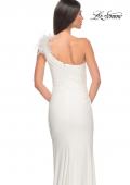 Picture of: One Shoulder Jersey Gown with Feather Detail in White, Style: 32076, Detail Picture 13