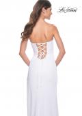 Picture of: Fitted Strapless Prom Dress with Rhinestone Embellished Neckline and Slit in White, Style: 31977, Detail Picture 15