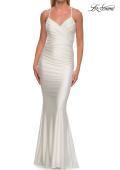 Picture of: Ruched Jersey Gown with Crisscross Open Back in White, Style: 33723, Detail Picture 15