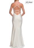Picture of: Ruched Jersey Gown with Crisscross Open Back in White, Style: 33723, Detail Picture 16