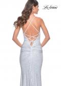 Picture of: Rhinestone Embellished Ruched Prom Dress with Draped Neckline in White, Style: 32327, Detail Picture 17