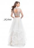 Picture of: Long Sleeve Two Piece Dress with Tulle Ruffle Skirt in White, Style: 25555, Back Picture