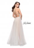 Picture of: A-line Prom Dress with Pearl Beading and a Tulle Skirt in White, Style: 25630, Back Picture