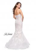 Picture of: Long Strapless Lace Prom Dress with Tulle Skirt in White, Style: 26219, Back Picture