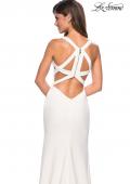 Picture of: Long Jersey Prom Dress With Exposed Back Zipper in White, Style: 27031, Back Picture