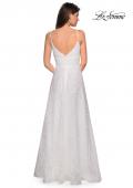 Picture of: Floor Length Sequin Prom Dress With Slit and V Back in White, Style: 27798, Back Picture