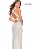 Picture of: Chic Sequin Prom Dress with Criss Cross Open Back in White, Style: 28659, Back Picture