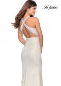 Picture of: Metallic Criss Cross Jersey Dress with Rhinestones in White, Style: 28745, Back Picture