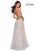 Picture of: White A-line Gown with Pearl Detail and Tie Up Back in White, Style: 28764, Back Picture