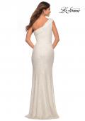 Picture of: One Shoulder Gown in Elegant Soft Sequin Fabric in White, Back Picture