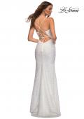 Picture of: Unique Soft Sequin Dress with Lace Up Back in Silver, Style: 30433, Back Picture