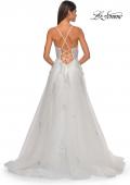 Picture of: A-Line Tulle Gown with Scallop Detail Bodice and Lace Applique in White, Style: 32028, Detail Picture 19