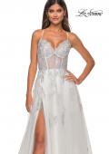 Picture of: A-Line Tulle Gown with Scallop Detail Bodice and Lace Applique in White, Style: 32028, Detail Picture 20