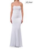 Picture of: Strapless Fitted Jersey Evening Gown with Ruching in White, Style: 33403, Detail Picture 21