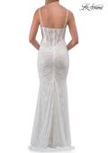 Picture of: Lace Fitted Gown with Ruched Bodice and Sheer Back in White, Style: 33443, Detail Picture 21