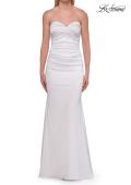Picture of: Simple Strapless Satin Gown with Ruching Detail in White, Style: 33531, Detail Picture 21