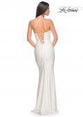 Picture of: Rhinestone Embellished Jersey Dress with Strapless Sweetheart Top in White, Style: 31945, Detail Picture 22