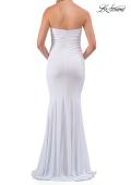 Picture of: Strapless Fitted Jersey Evening Gown with Ruching in White, Style: 33403, Detail Picture 22