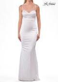 Picture of: Ruched Satin Gown with Sweetheart Neckline and Lace-Up Back in White, Style: 33764, Detail Picture 27