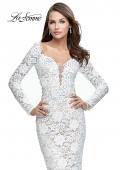 Picture of: Long Sleeve Lace Mermaid Prom Dress with Metallic Beads in White, Style: 25607, Detail Picture 1