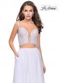 Picture of: Two Piece Gown with Beaded Lace Bodice and A-line Skirt in White, Style: 25830, Detail Picture 1