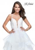 Picture of: Long Tulle Ball Gown with Ruffle Skirt and Lace Bodice in White, Style: 25928, Detail Picture 1