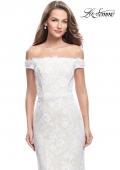 Picture of: Off the Shoulder Beaded Lace Gown with Ruffle Detail in White, Style: 26218, Detail Picture 1