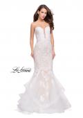 Picture of: Long Strapless Lace Prom Dress with Tulle Skirt in White, Style: 26219, Detail Picture 1