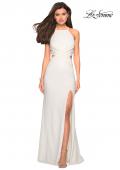 Picture of: Long Prom Dress with High Neck and Wrap Detail in White, Style: 27070, Detail Picture 1