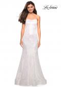 Picture of: Mermaid Style Rose Printed Strapless Prom Dress in White, Style: 27286, Detail Picture 1