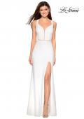 Picture of: Long Black Prom Dress with Illusion Cut Outs in White, Style: 27538, Detail Picture 1