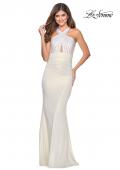 Picture of: Metallic Criss Cross Jersey Dress with Rhinestones in White, Style: 28745, Detail Picture 1