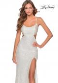 Picture of: Cut Out Sequin Prom Dress with Straight Neckline in White, Style: 28765, Detail Picture 1