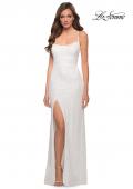 Picture of: Sequin Dress with Square Neckline and Open Back in White, Style 29676, Detail Picture 1