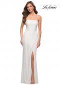 Picture of: Simple Sequin Strapless Dress with Faux Wrap Skirt in White, Style 29681, Detail Picture 1