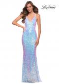 Picture of: Iridescent Sequin Prom Dress with V Neckline in White, Style 29871, Detail Picture 1