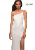 Picture of: Simple One Shoulder Long Sequin Evening Gown in White, Detail Picture 1
