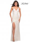 Picture of: Sequin Long Prom Dress with Wrap Style Front in White, Style: 30392, Detail Picture 1