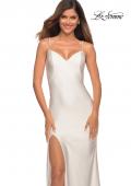 Picture of: Rhinestone Strap Simple Long Jersey Dress in White, Detail Picture 1