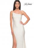 Picture of: Rhinestone One Shoulder Prom Dress with High Slit in White, Style: 31699, Detail Picture 1