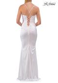 Picture of: Ruched Satin Gown with Sweetheart Neckline and Lace-Up Back in White, Style: 33764, Detail Picture 28