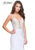 Picture of: Mikado Prom Dress with Lace Beaded Bodice and Low Back in White, Style: 25751, Detail Picture 2