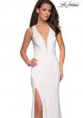 Picture of: Plunging Neckline Prom Dress with Criss Cross Back in White, Style: 27082, Detail Picture 2